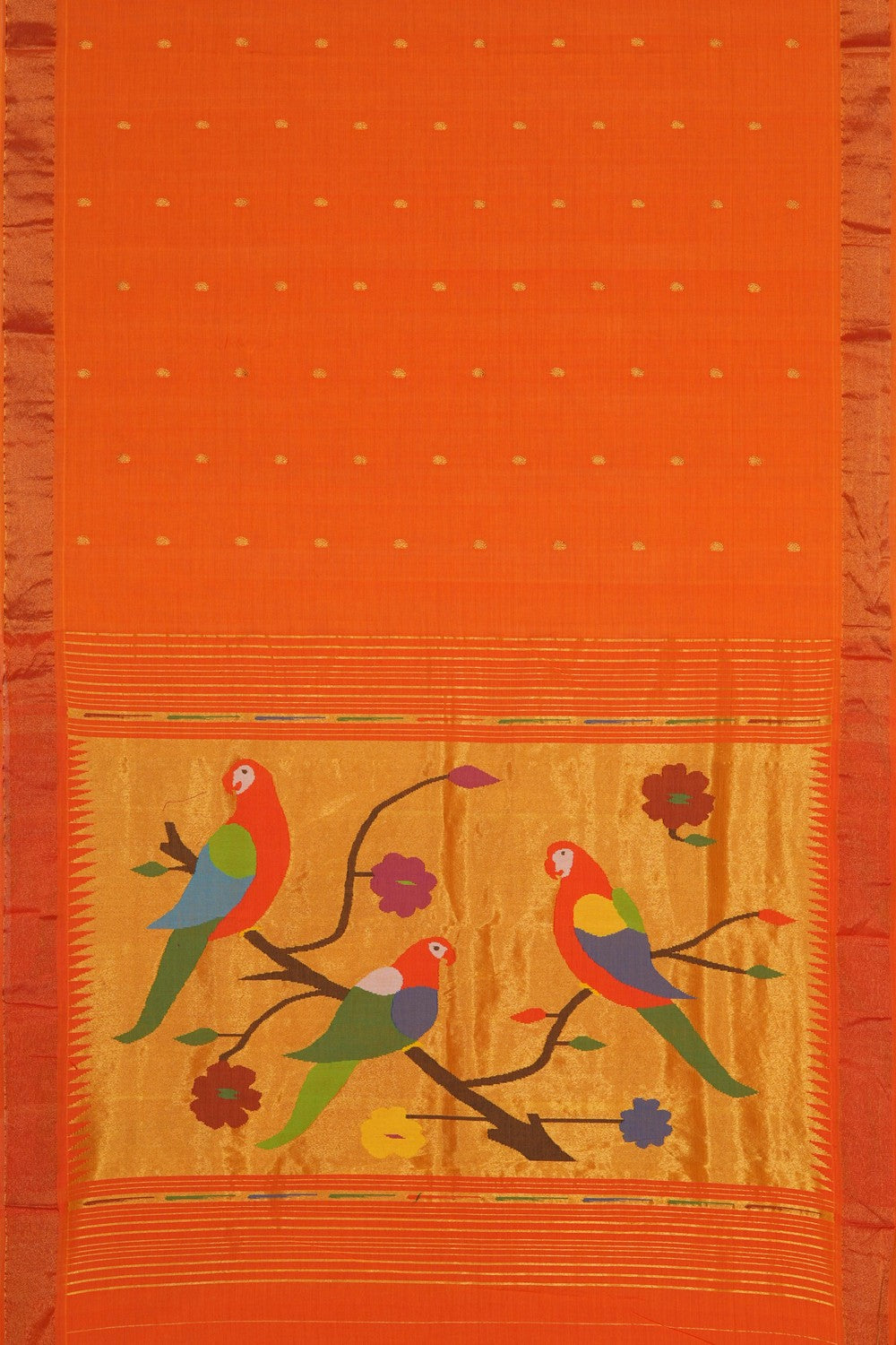 Image of Paithani Cotton Orange Saree