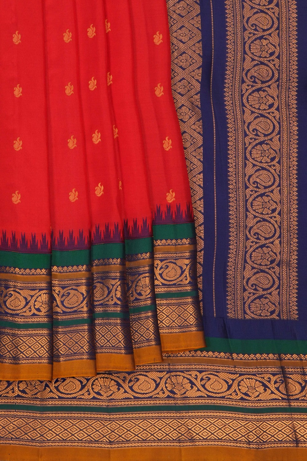 Image of Gadwal Silk Red Saree