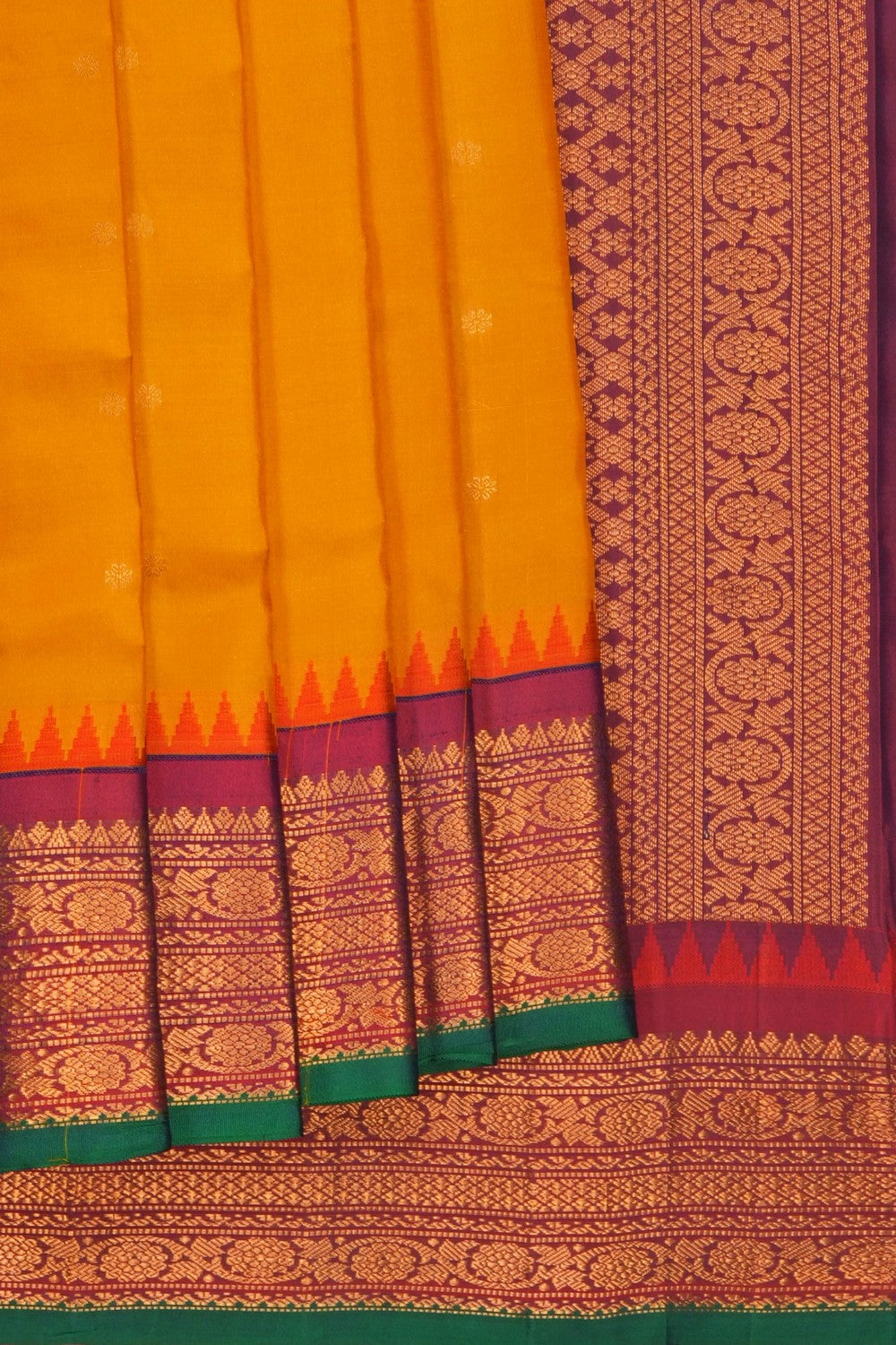 Image of Mustard Gadwal Silk Saree