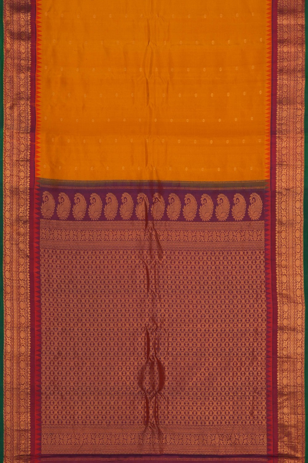 Image of Mustard Gadwal Silk Saree