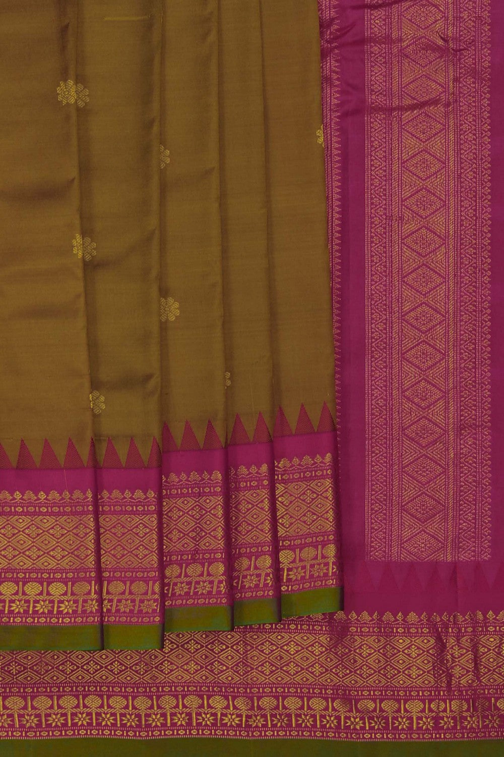 Image of Gadwal Silk Moss Green Saree