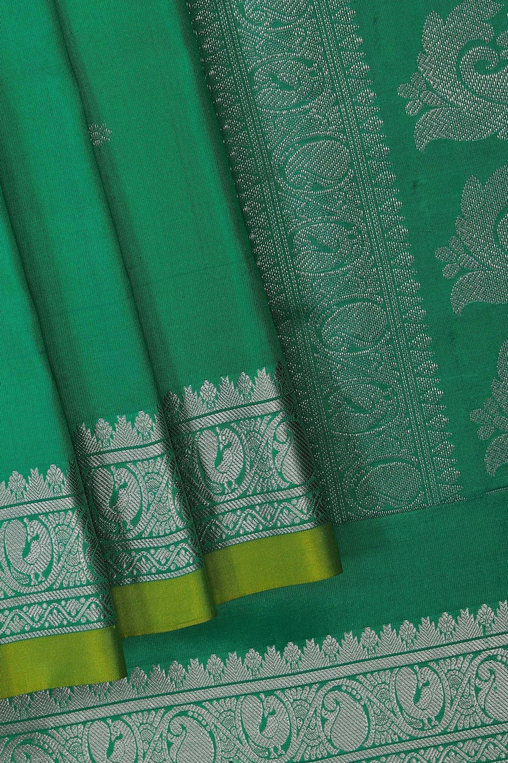 Image of Green Gadwal Silk Saree