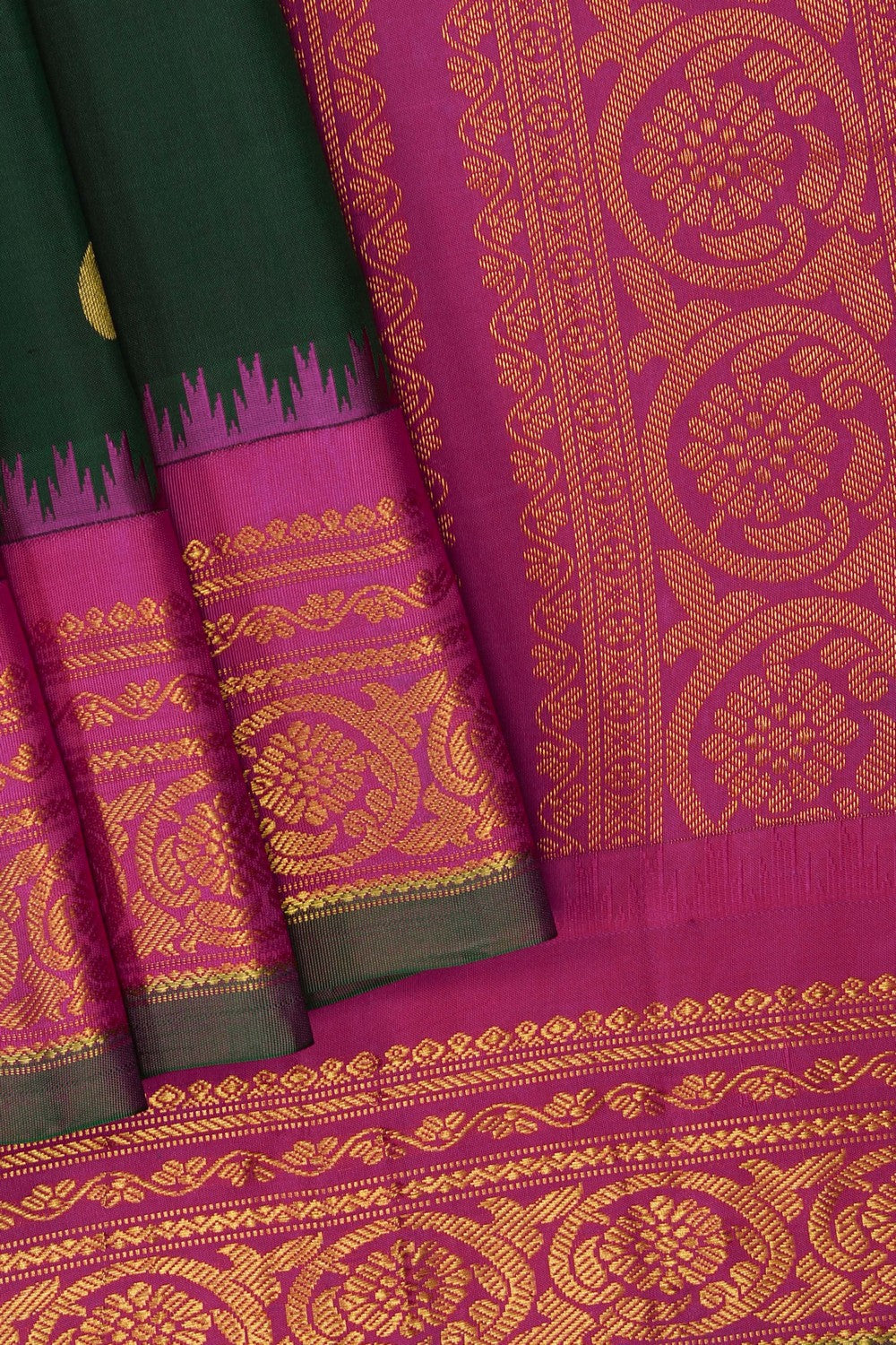 Image of Green Gadwal Silk Saree