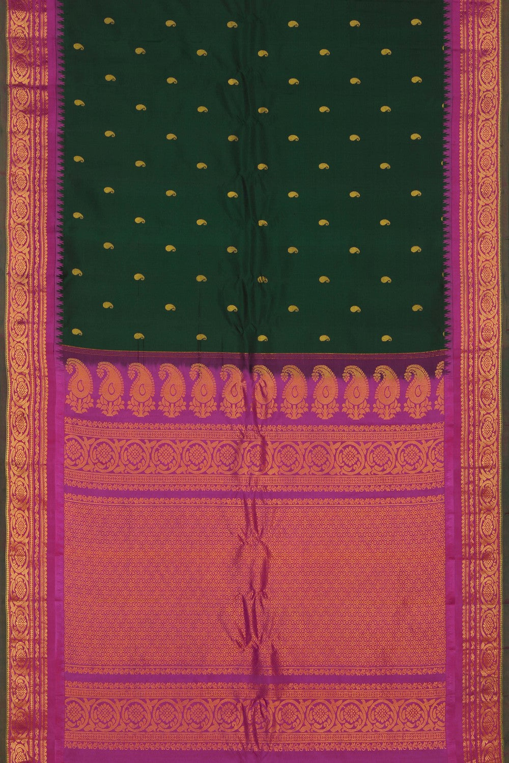 Image of Green Gadwal Silk Saree