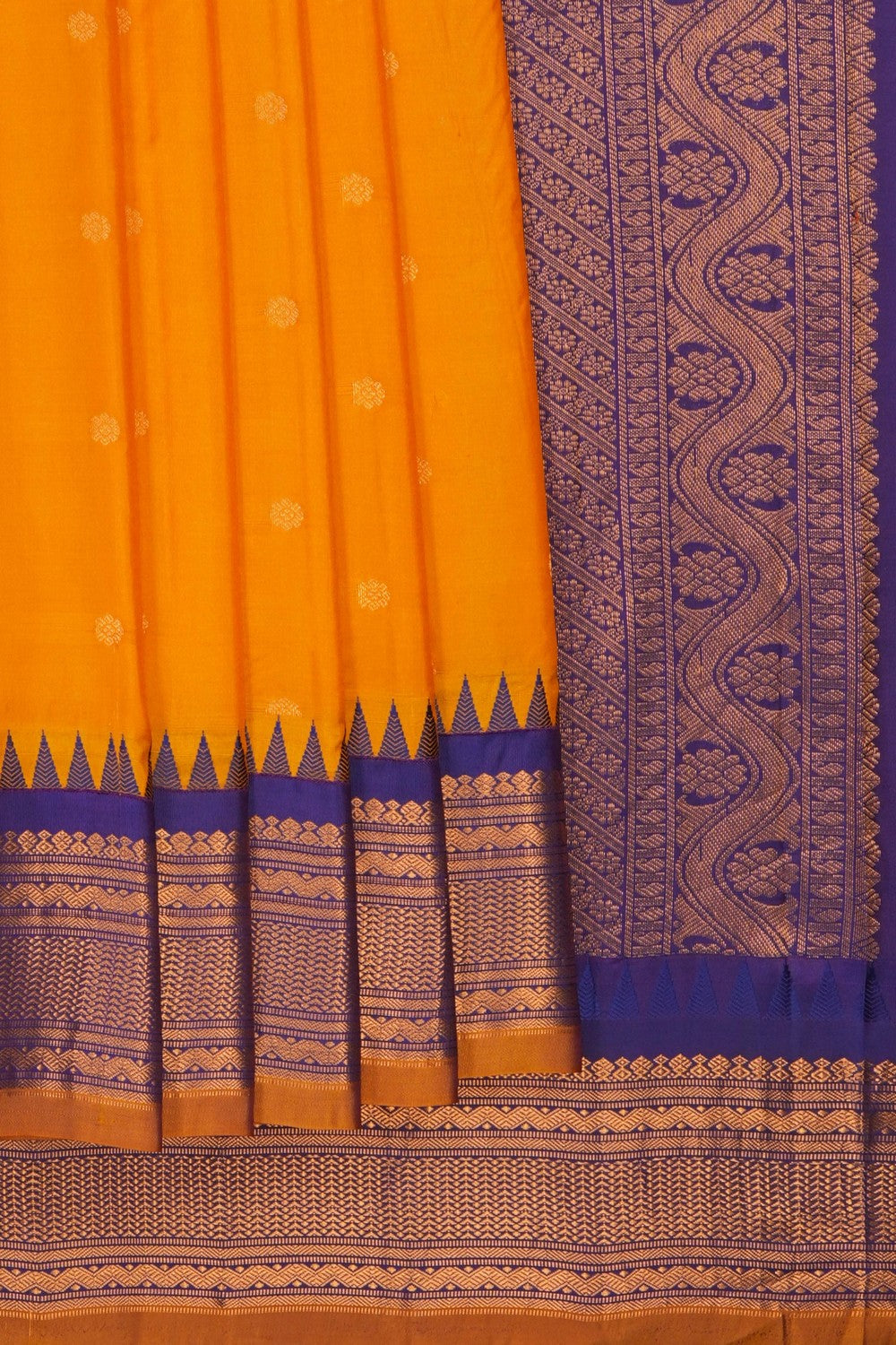 Image of Mustard Gadwal Silk Saree