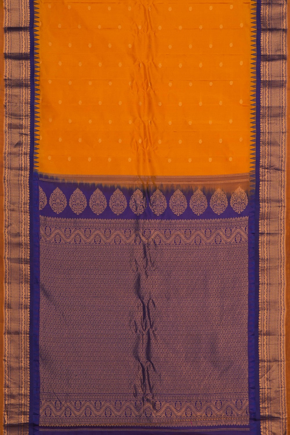 Image of Mustard Gadwal Silk Saree