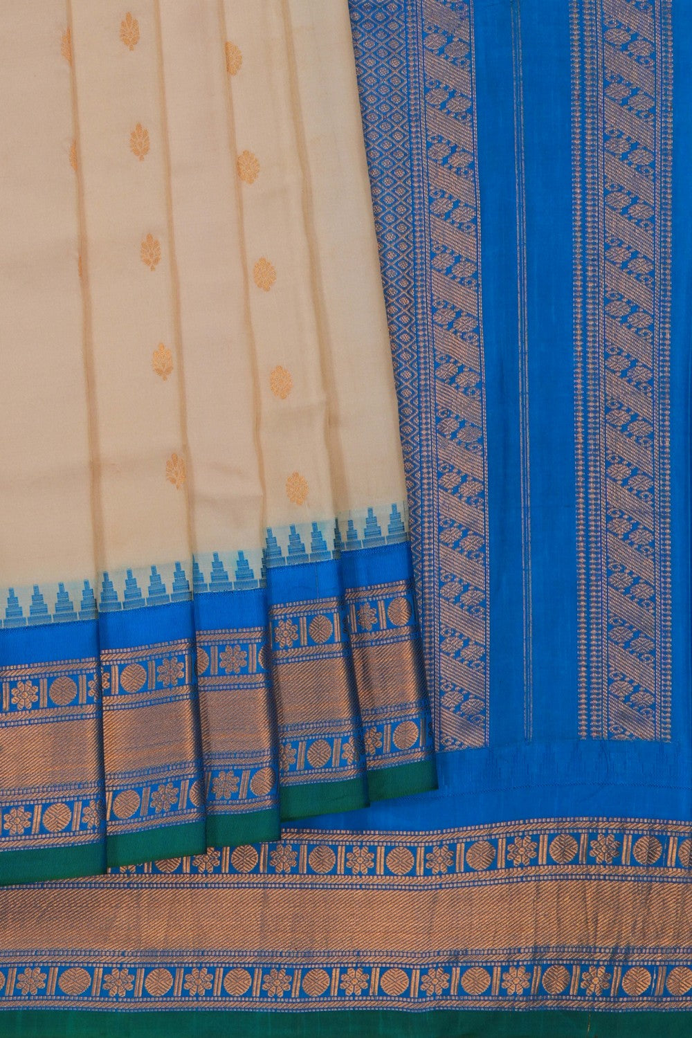 Image of Cream Gadwal Silk Saree
