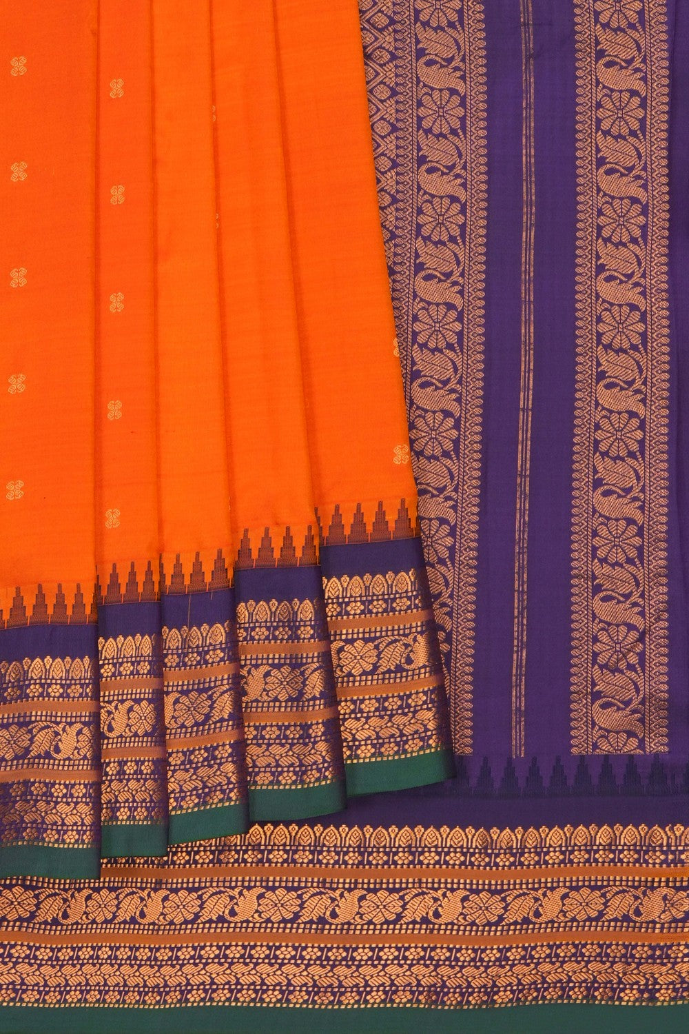 Image of Gadwal Silk Orange Saree