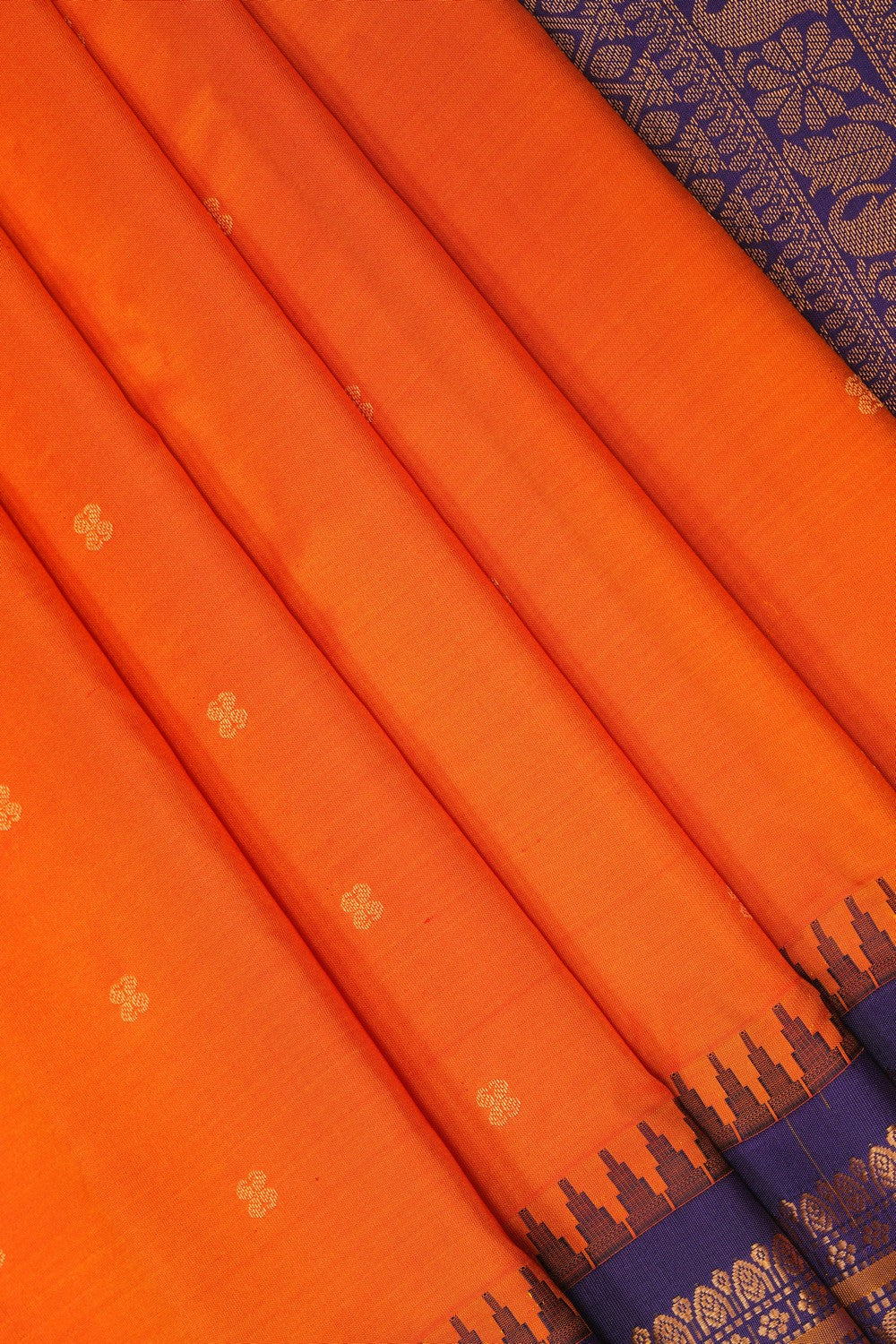 Image of Gadwal Silk Orange Saree