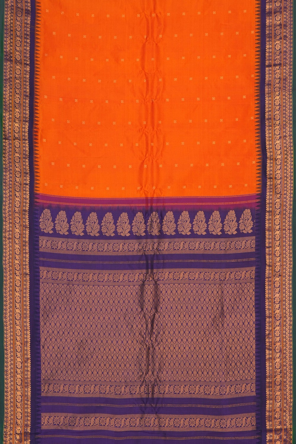 Image of Gadwal Silk Orange Saree