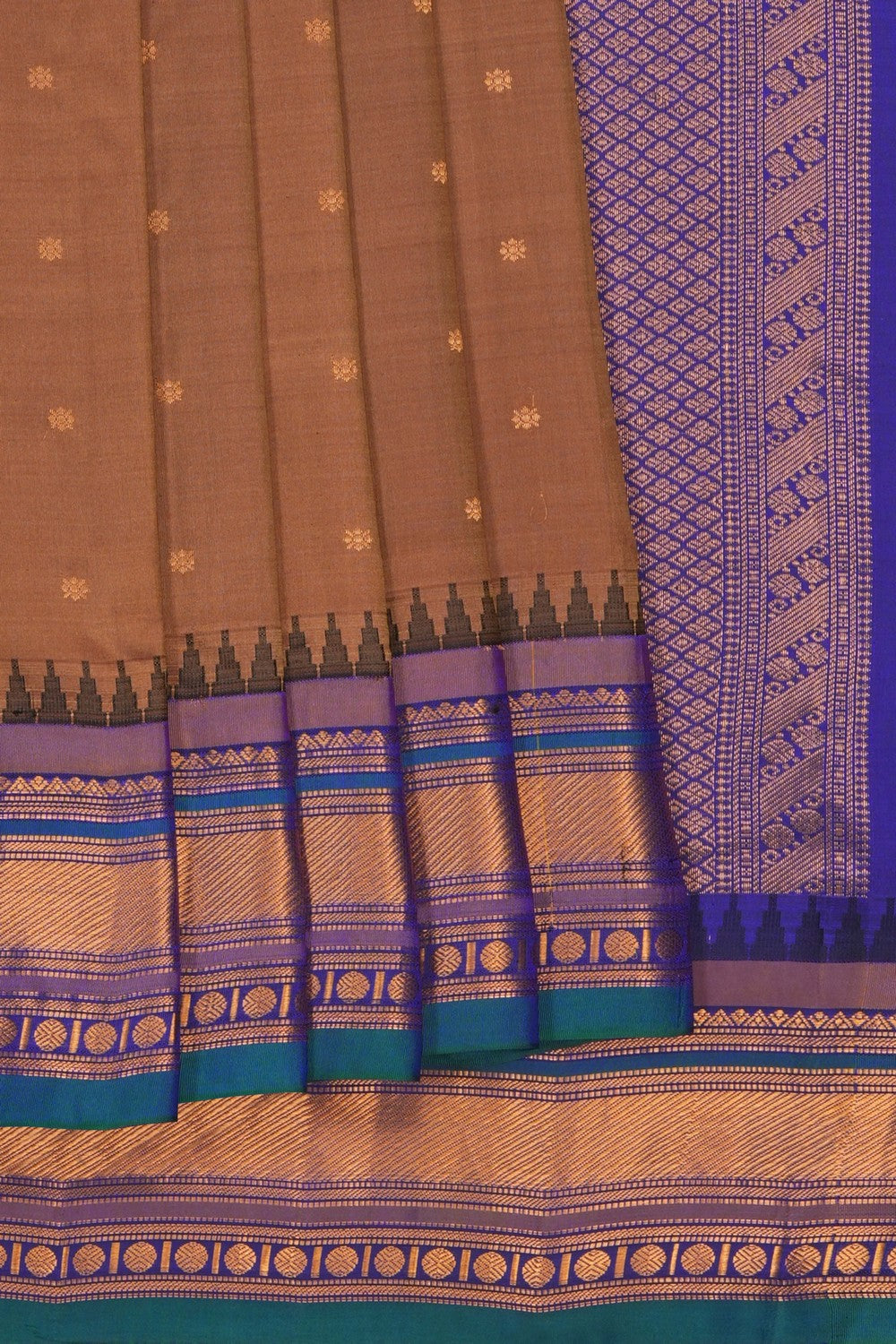Image of Brown Gadwal Silk Saree