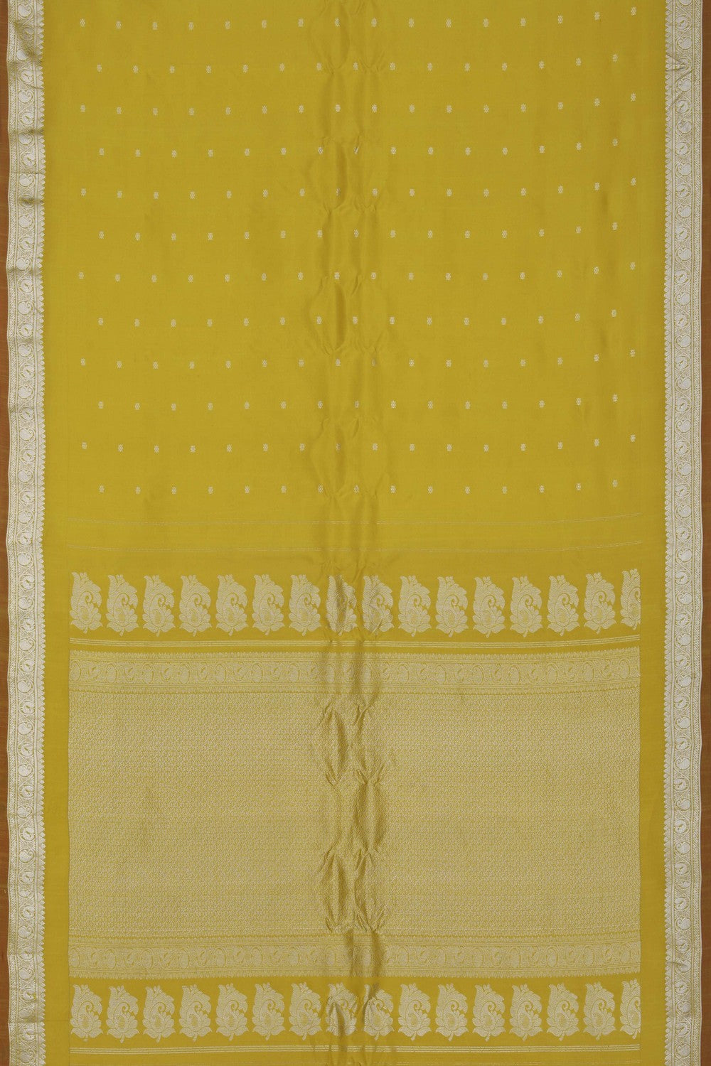Image of Fenugreek Yellow Gadwal Silk Saree