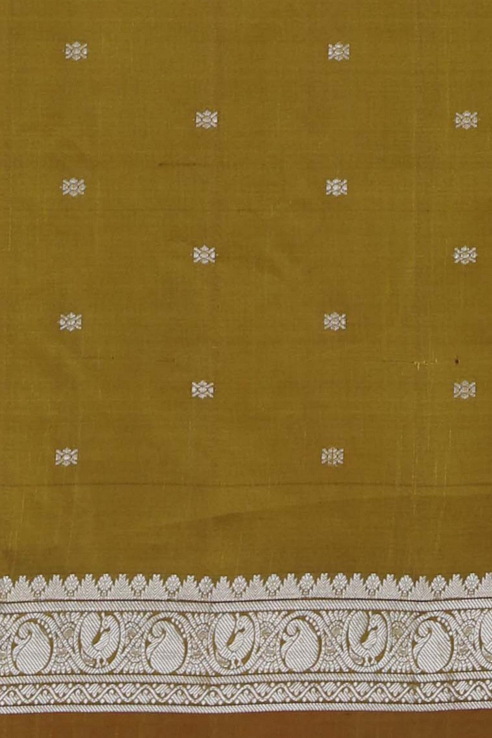 Image of Fenugreek Yellow Gadwal Silk Saree