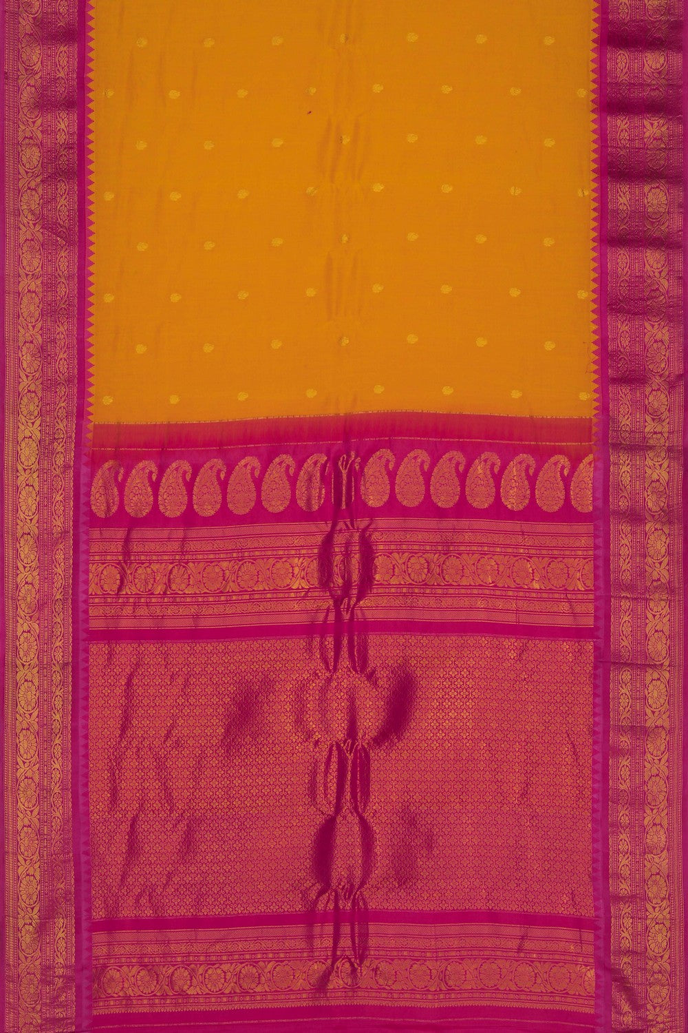 Image of Mustard Gadwal Silk Cotton Saree