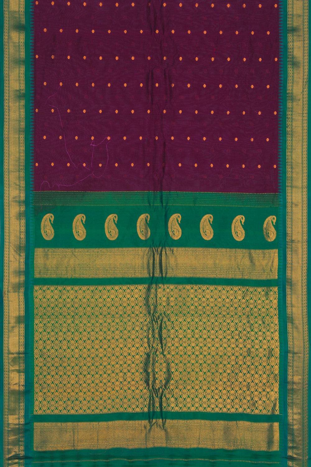 Image of Maroon Gadwal Silk Cotton Saree