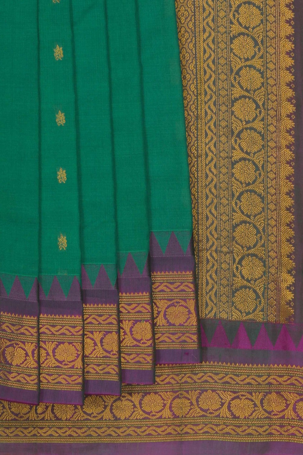 Image of Green Gadwal Silk Cotton Saree