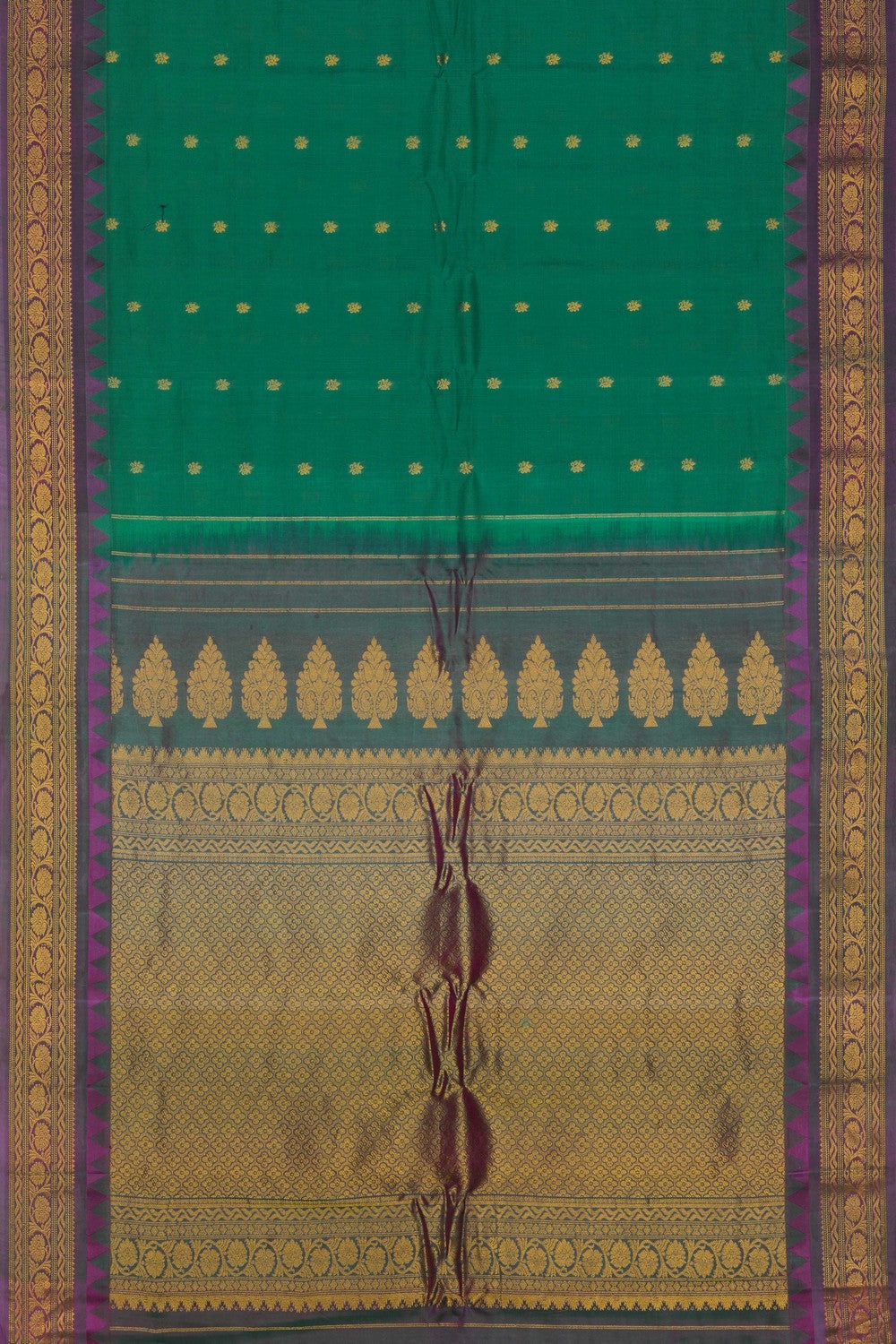Image of Green Gadwal Silk Cotton Saree
