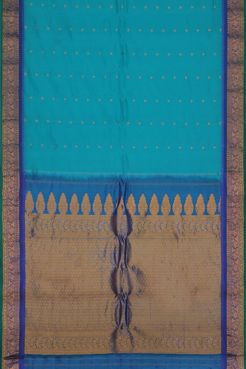 Image of Blue Gadwal Silk Cotton Saree
