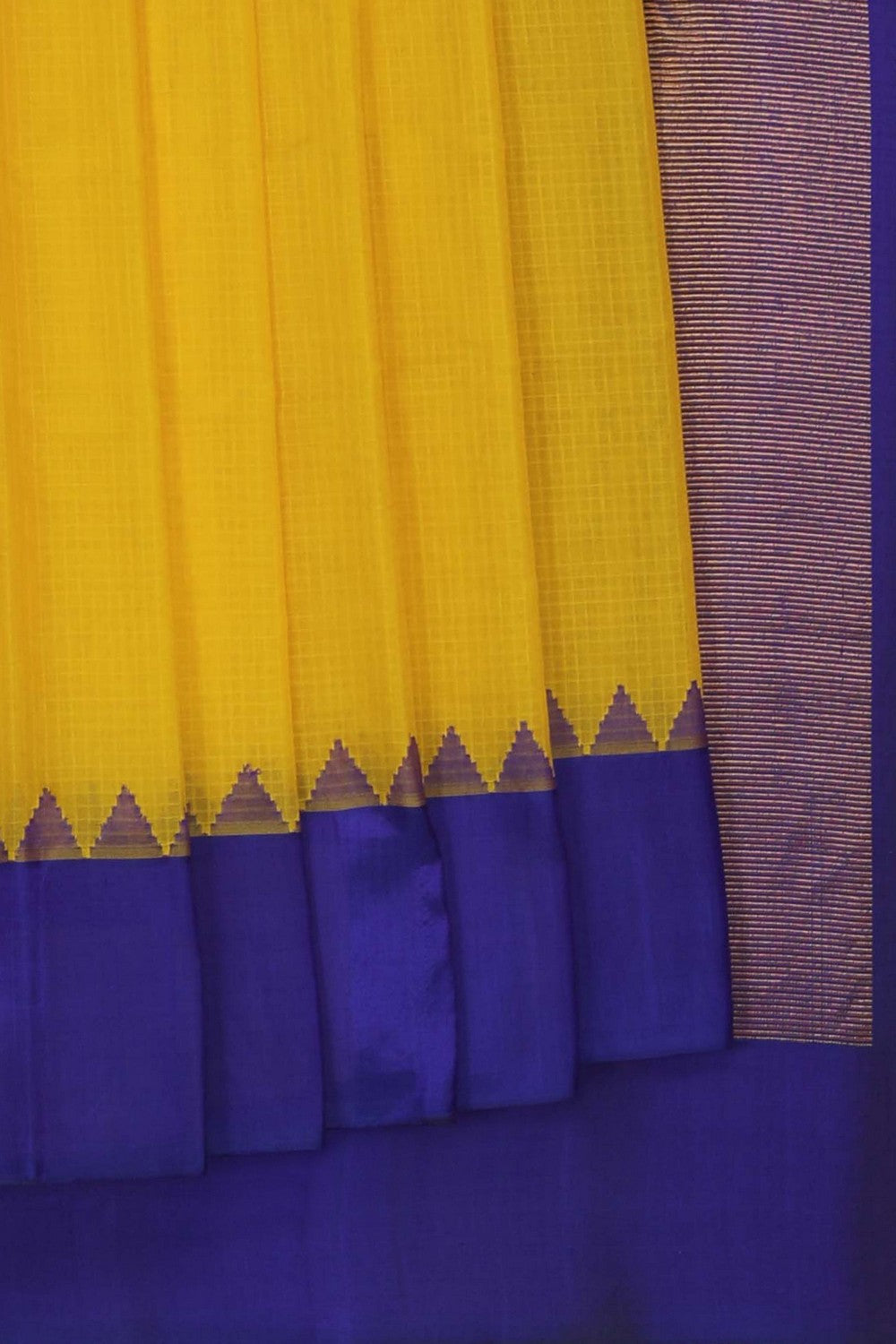 Image of Yellow Gadwal Silk Cotton Saree