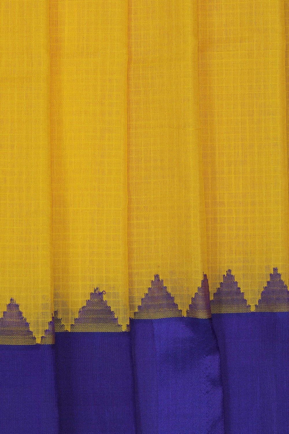 Image of Yellow Gadwal Silk Cotton Saree