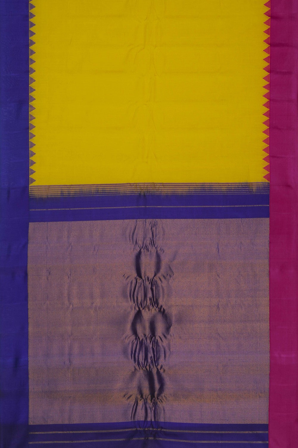 Image of Yellow Gadwal Silk Cotton Saree