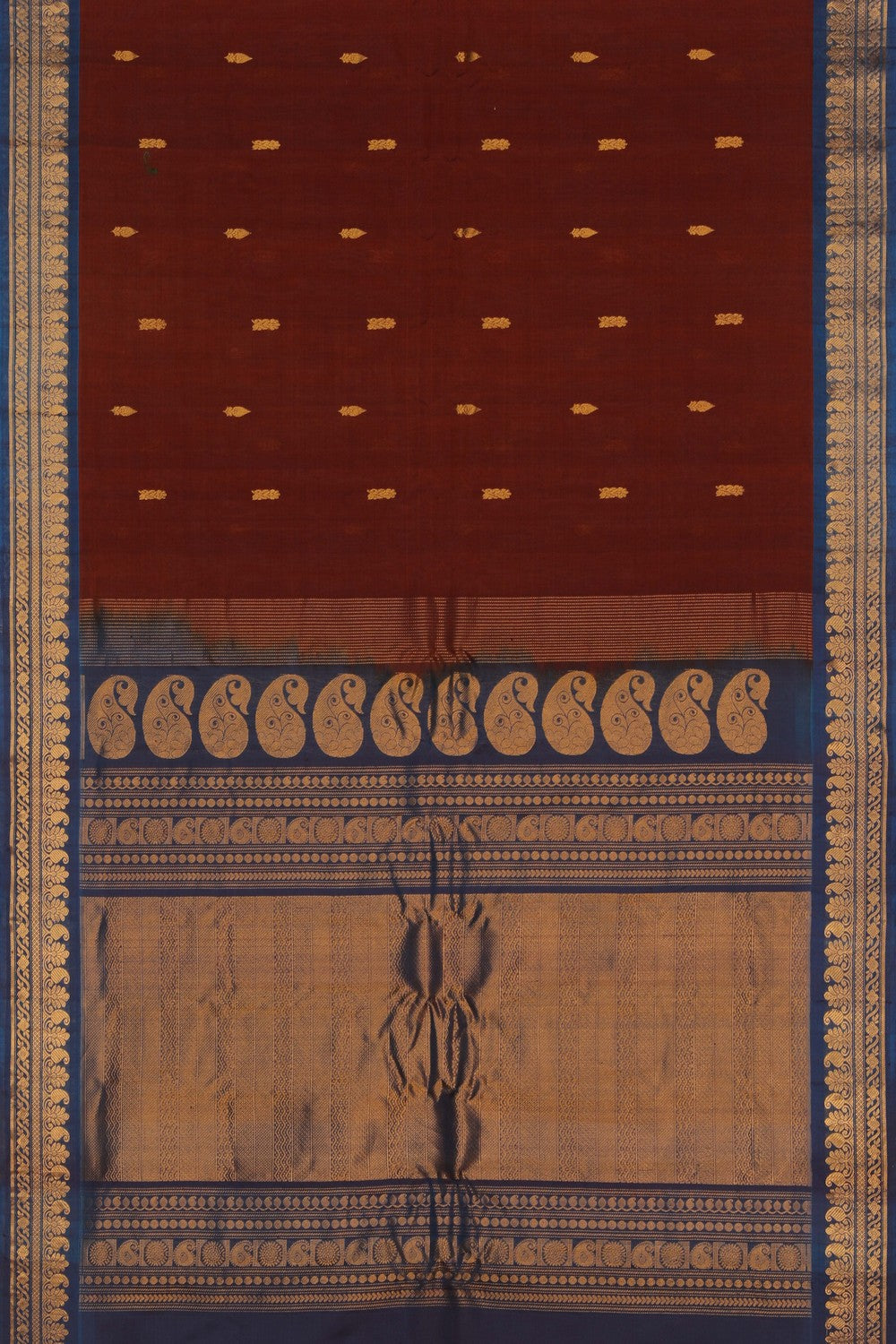 Image of Brown Gadwal Silk Cotton Saree