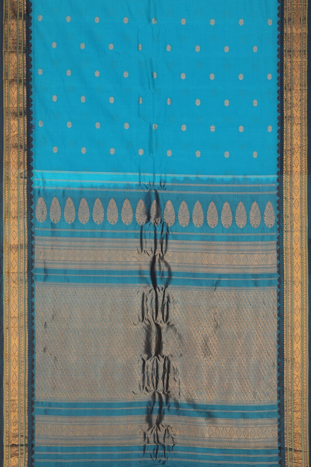 Image of Blue Gadwal Silk Cotton Saree