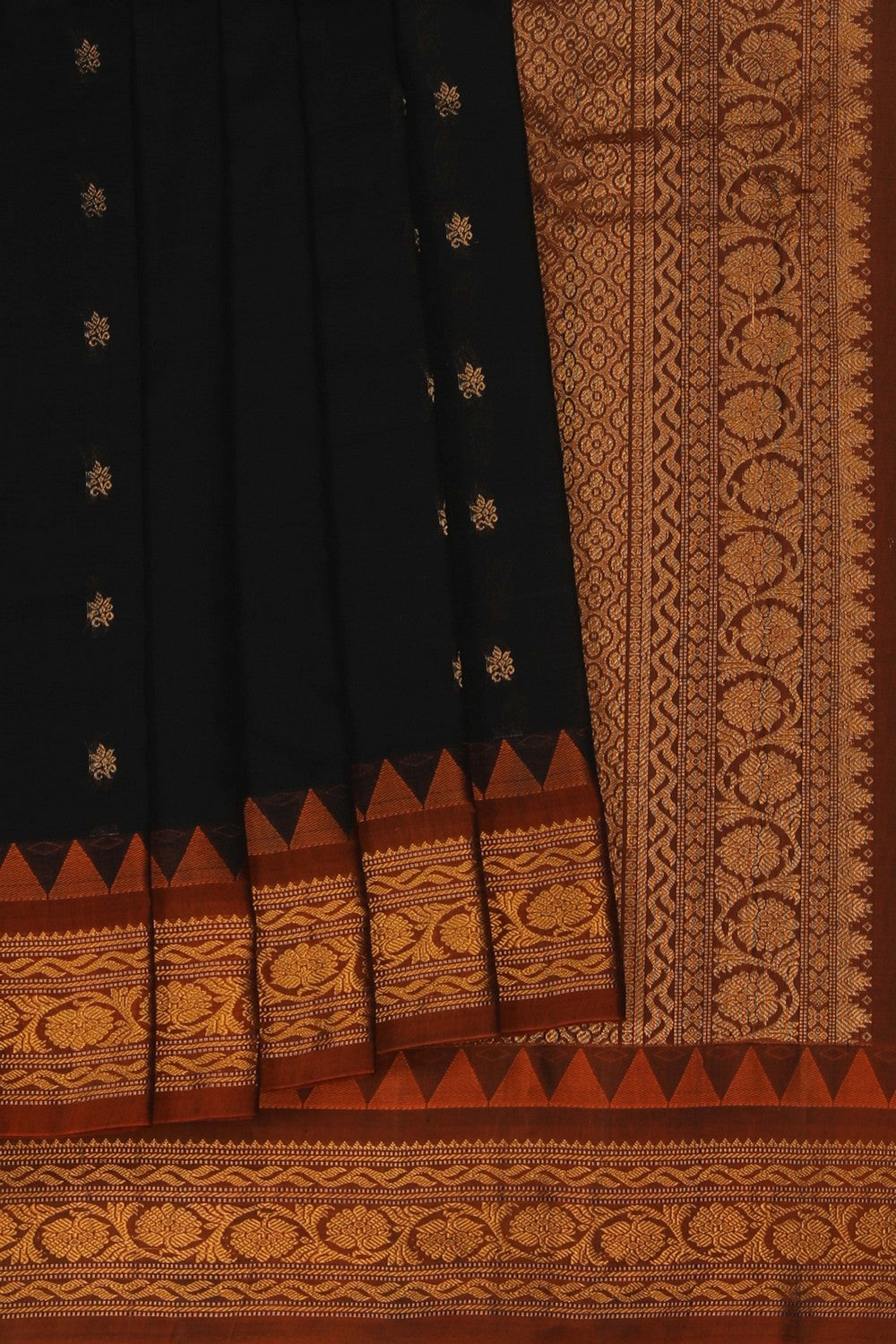 Image of Black Gadwal Silk Cotton Saree