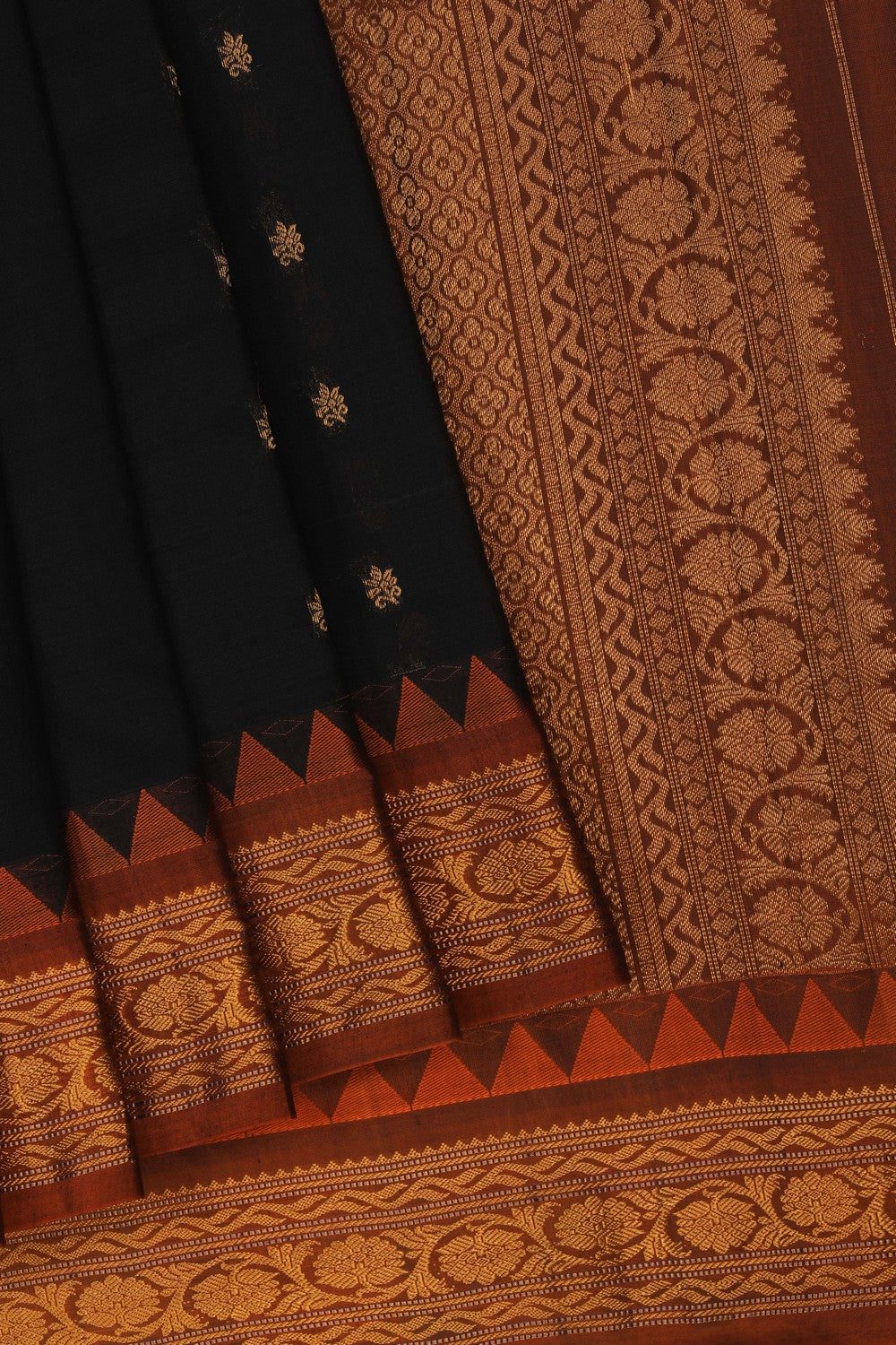 Image of Black Gadwal Silk Cotton Saree