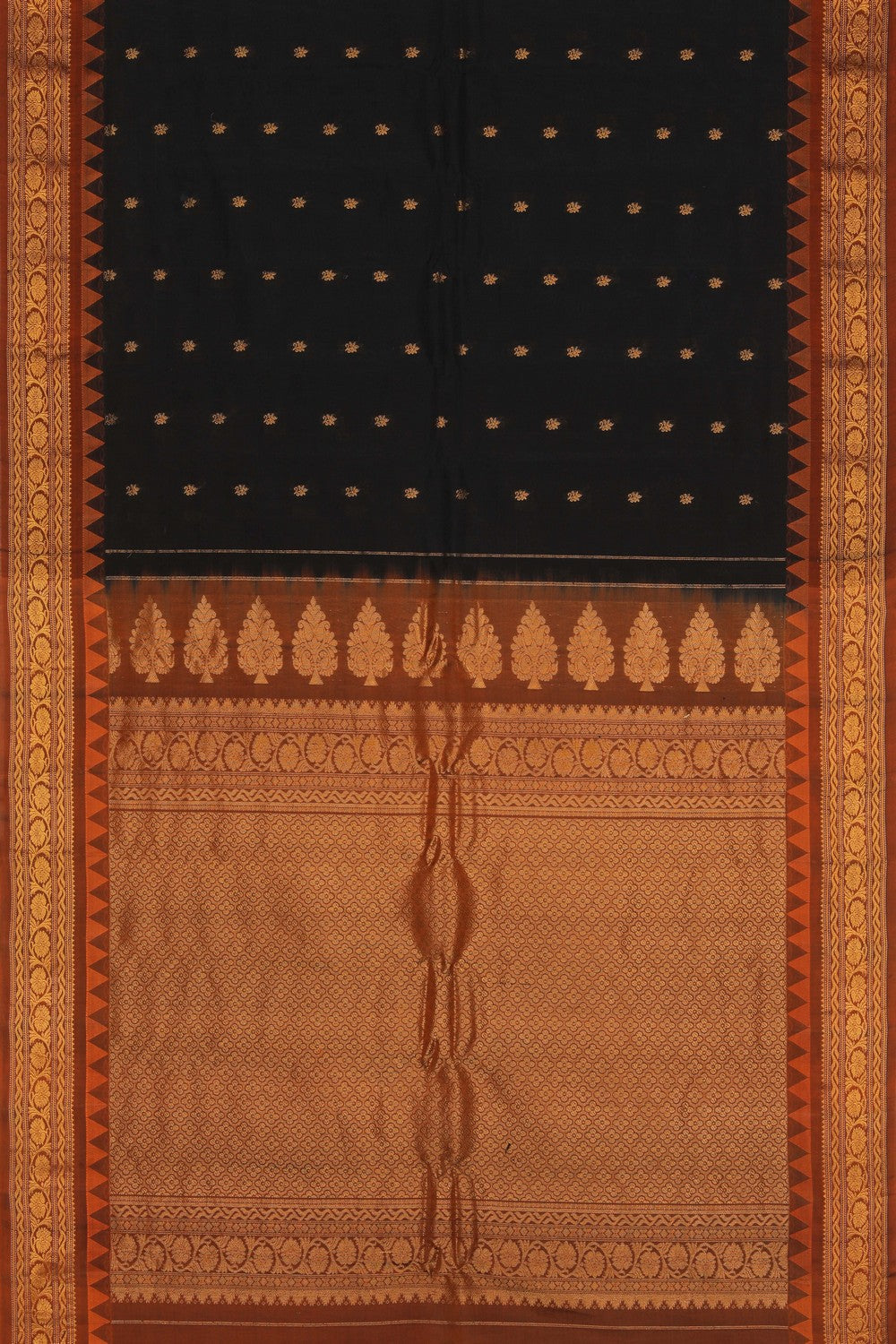 Image of Black Gadwal Silk Cotton Saree