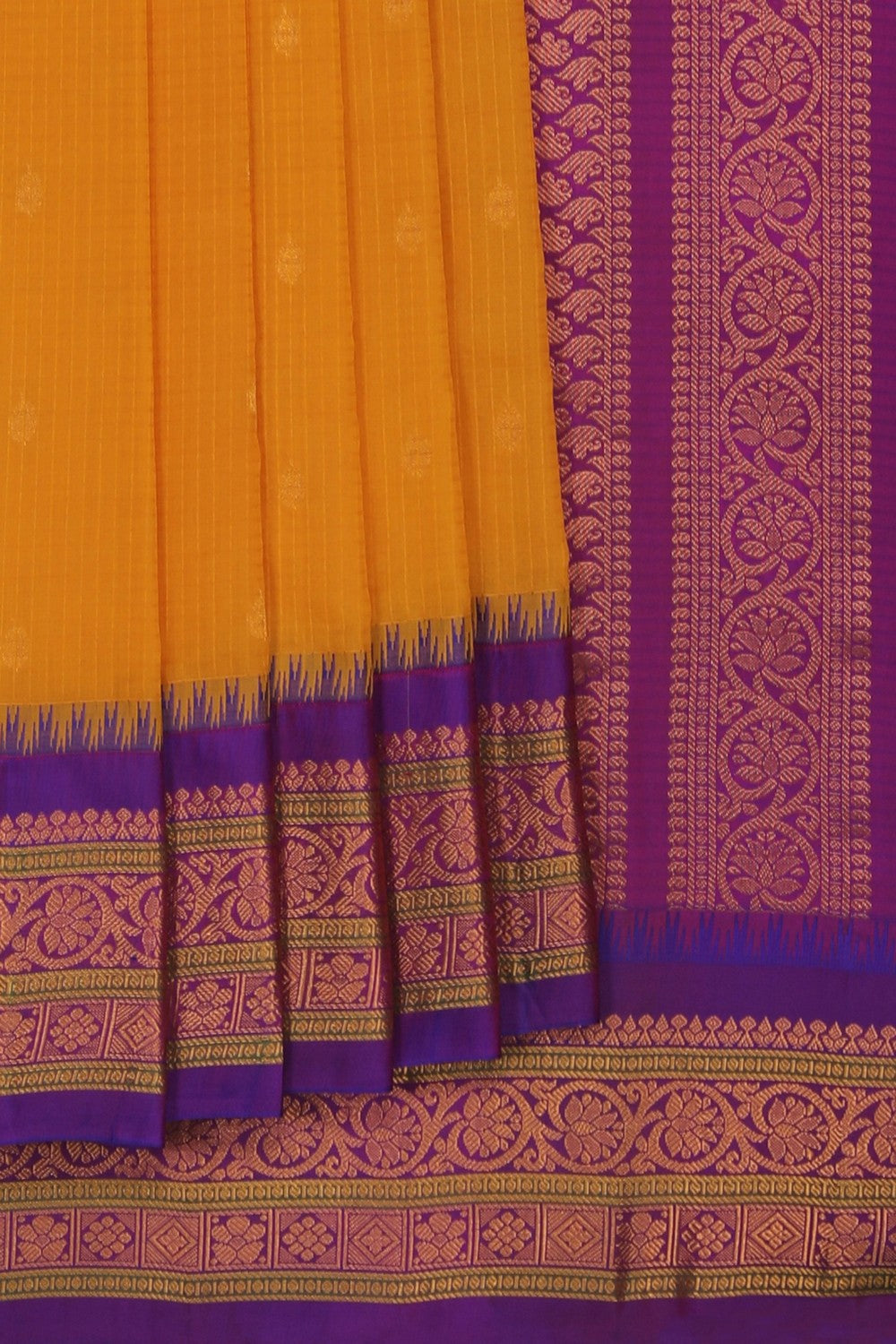 Image of Mustard Gadwal Silk Cotton Saree