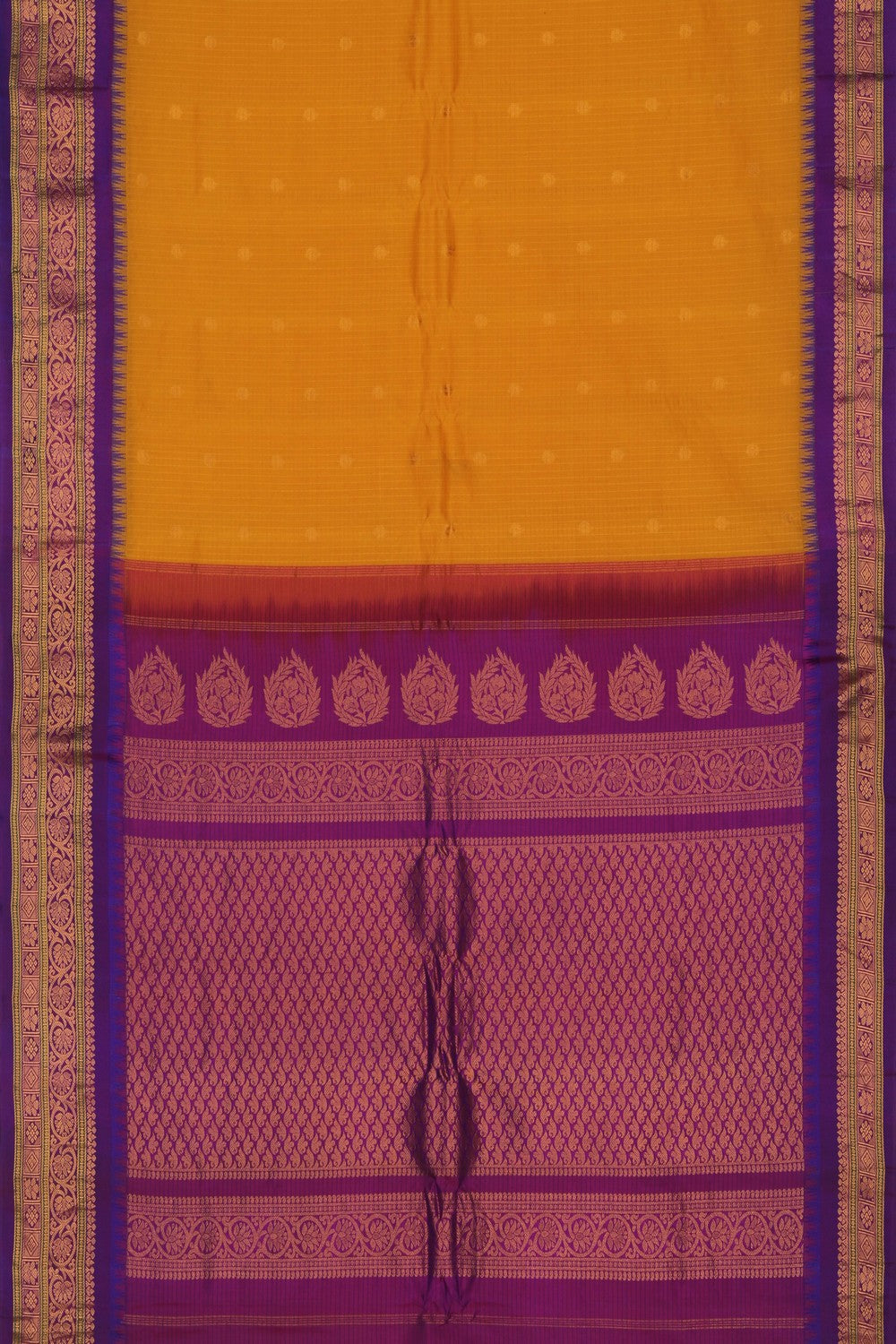 Image of Mustard Gadwal Silk Cotton Saree