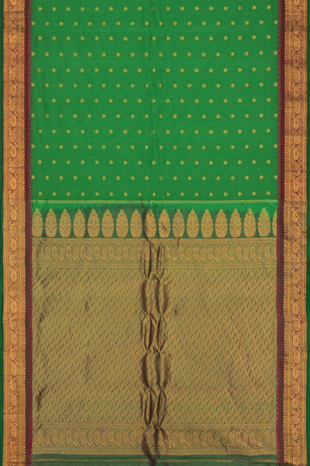Image of Green Gadwal Silk Cotton Saree