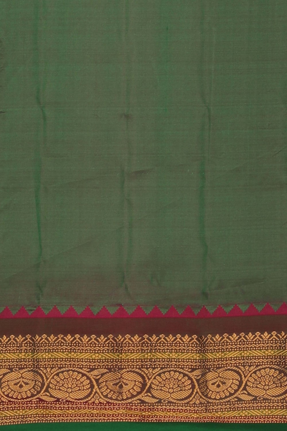 Image of Green Gadwal Silk Cotton Saree
