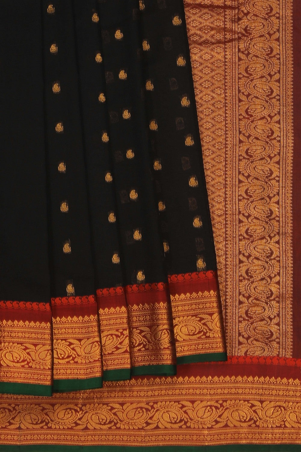 Image of Black Gadwal Silk Cotton Saree