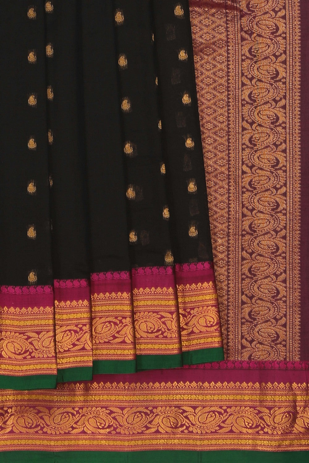 Image of Black Gadwal Silk Cotton Saree