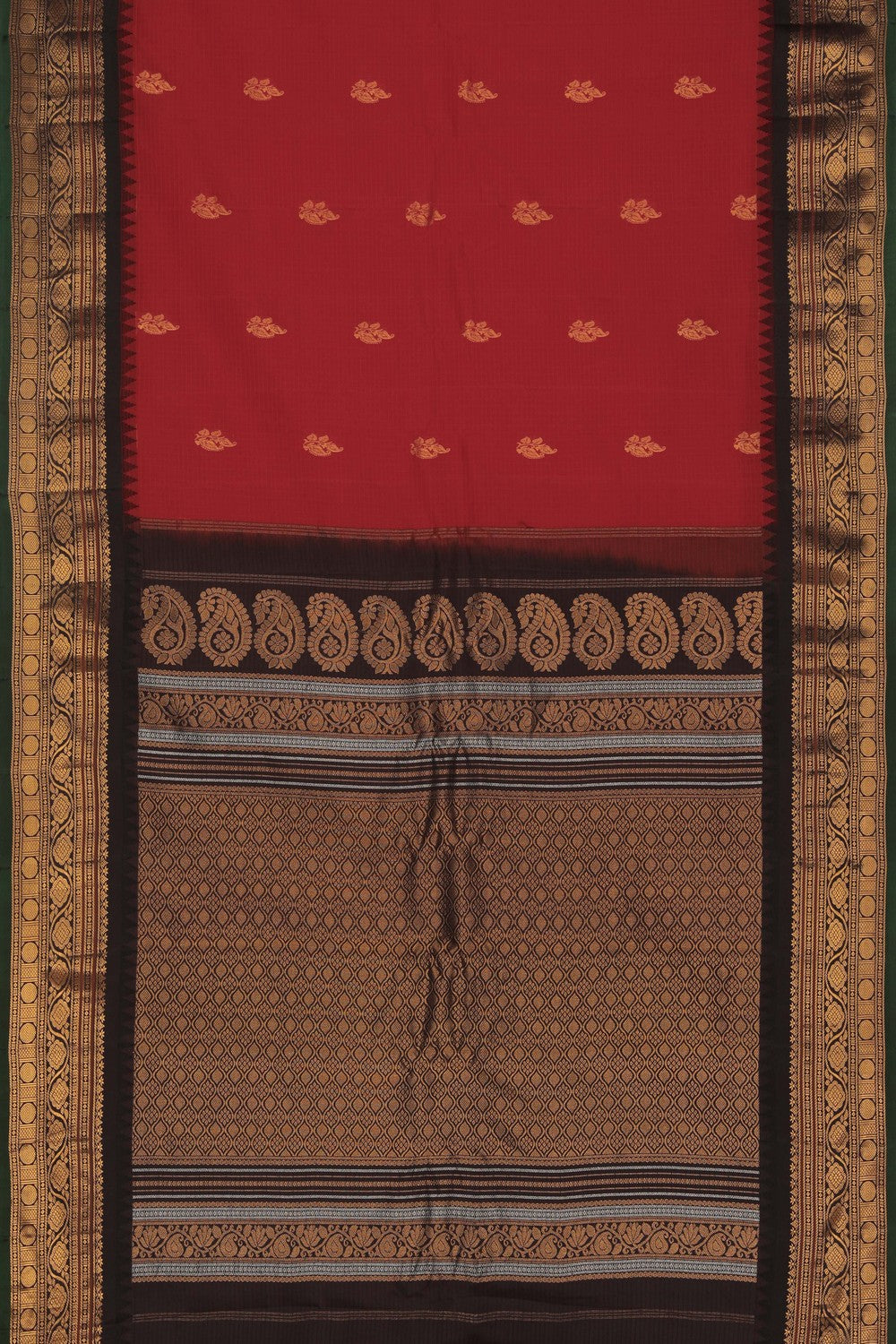 Image of Red Gadwal Silk Cotton Saree