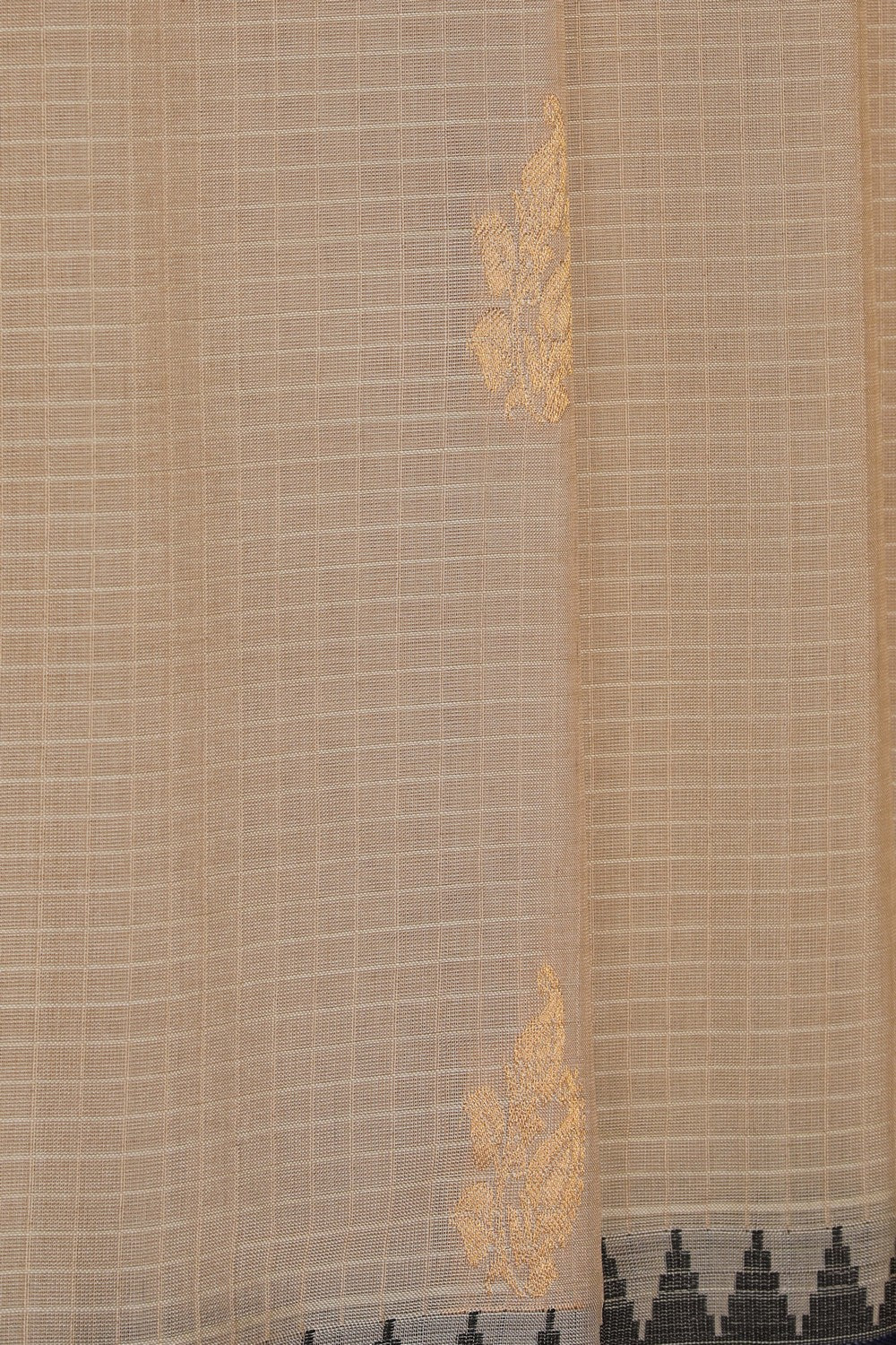 Image of Beige Gadwal Silk Cotton Saree