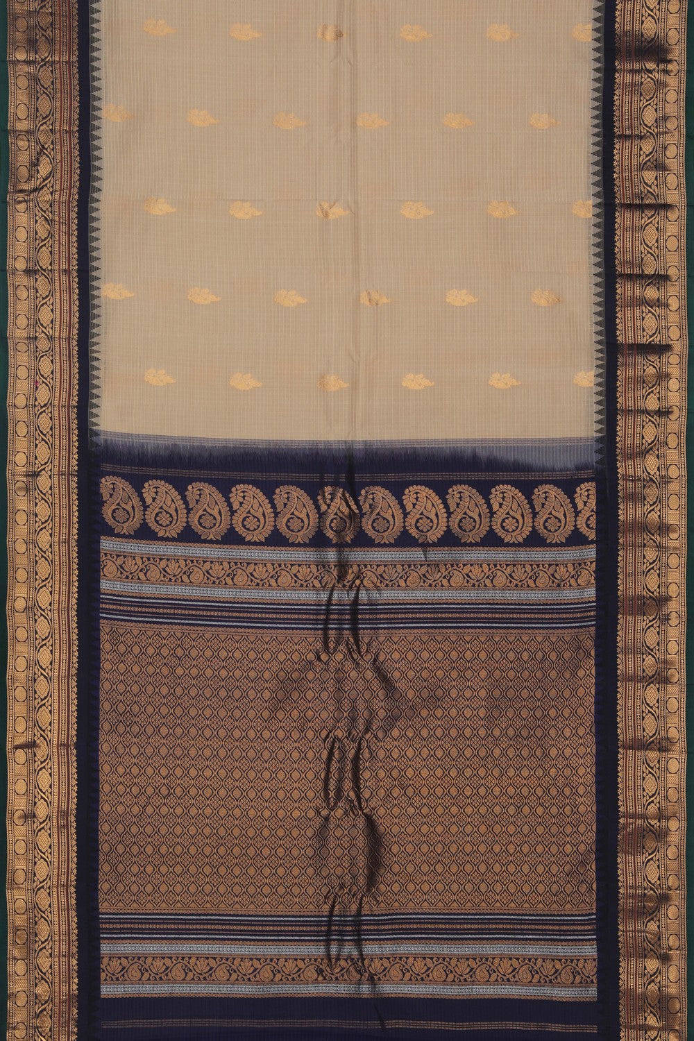 Image of Beige Gadwal Silk Cotton Saree