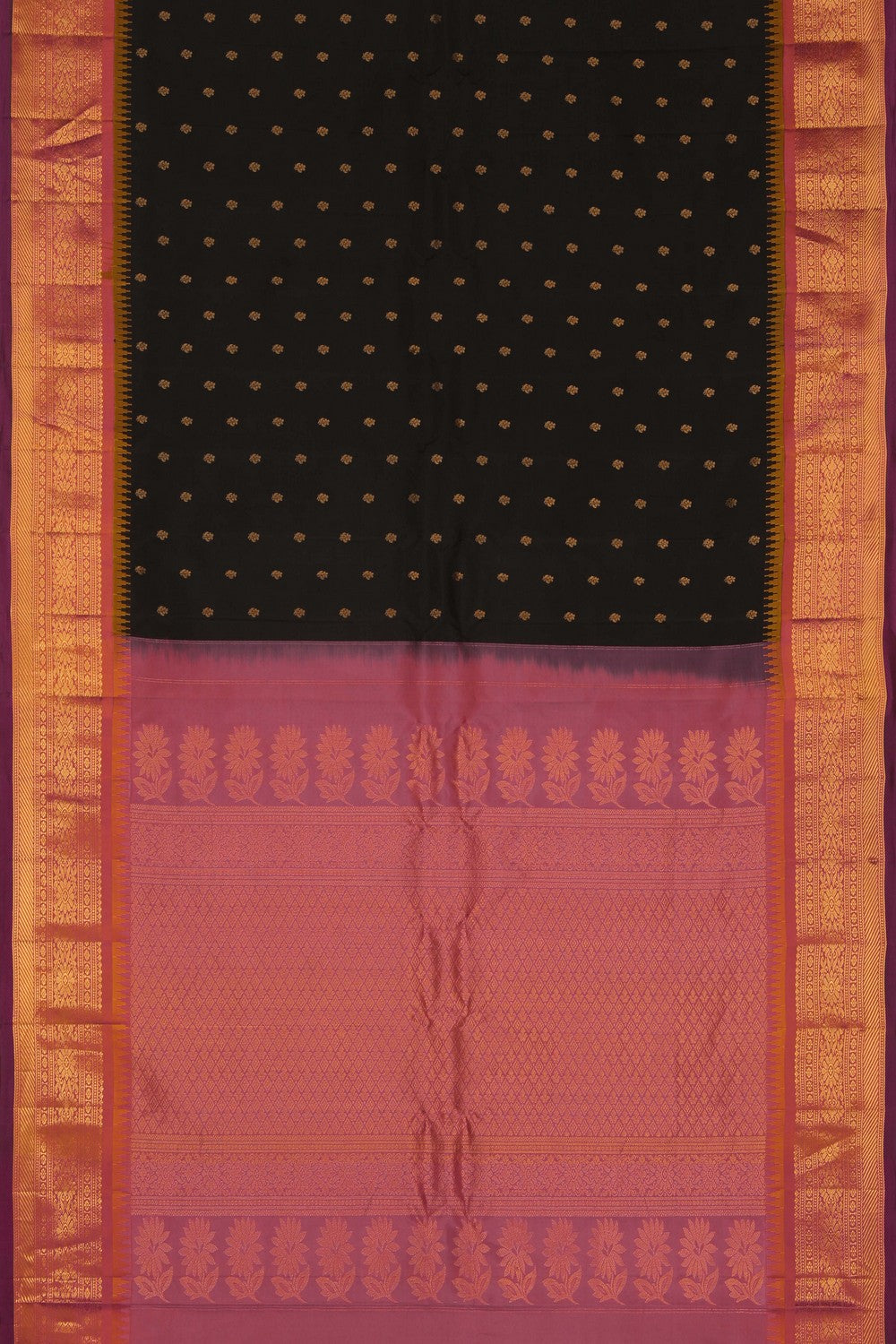 Image of Black Gadwal Silk Saree