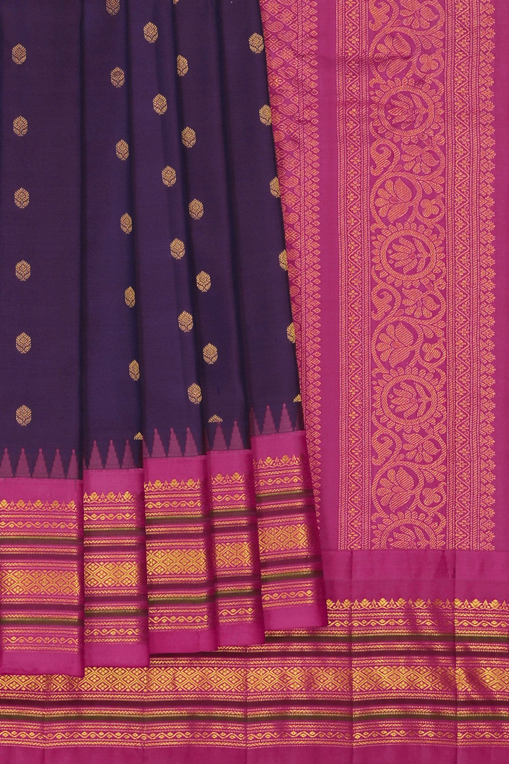 Image of Gadwal Silk Purple Saree