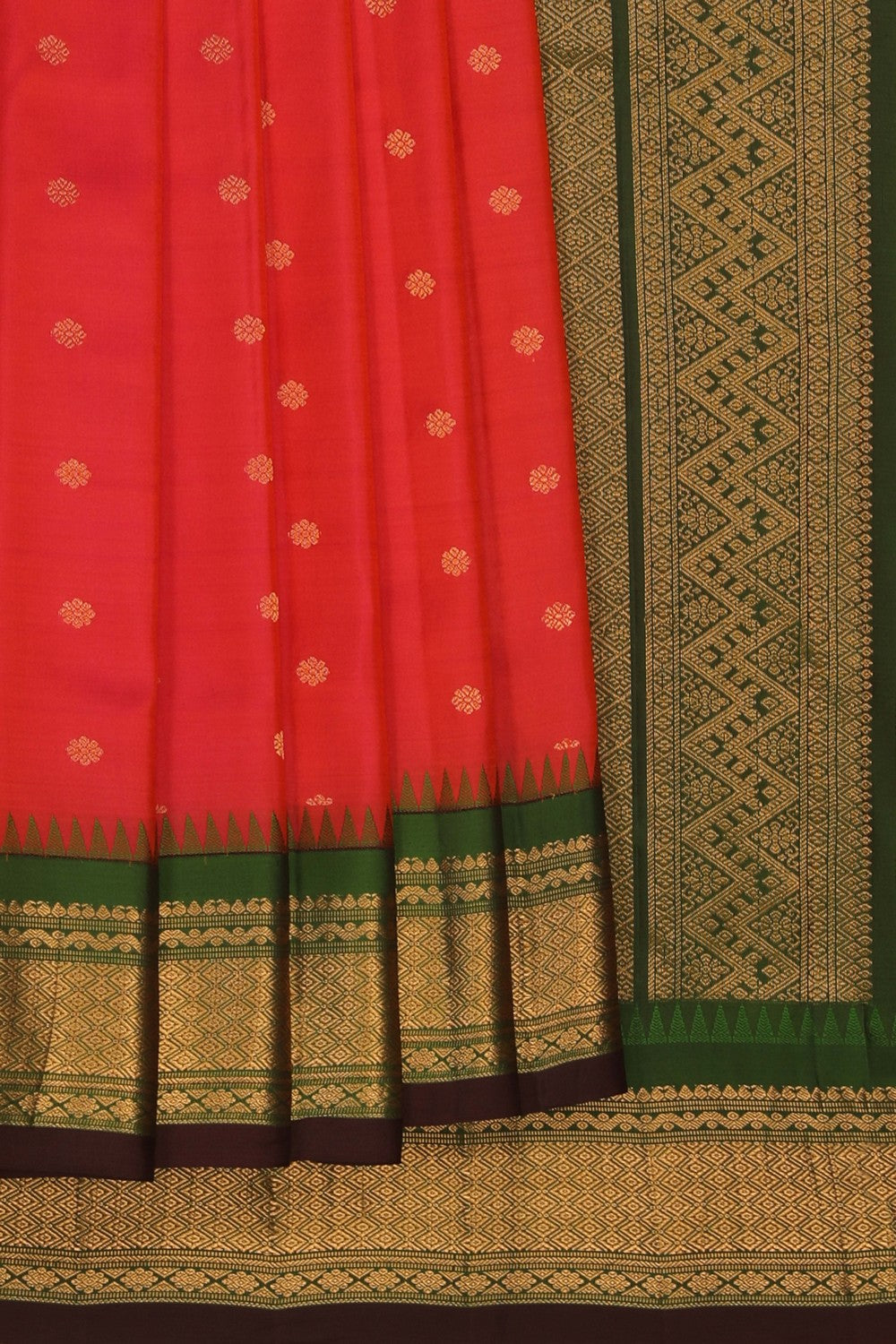 Image of Gadwal Silk Fuchsia-Pink Saree