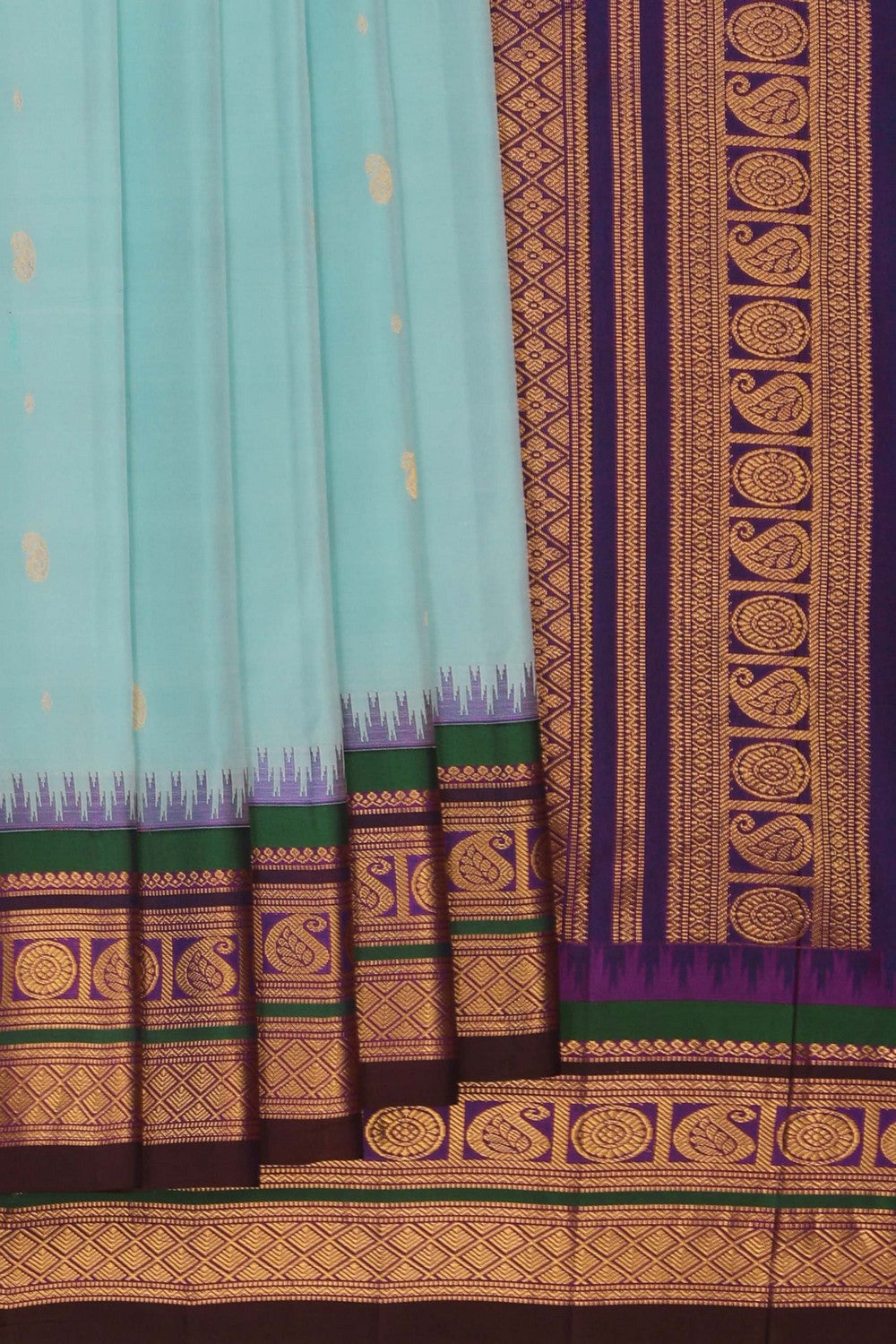 Image of Gadwal Silk Pastel Blue Saree