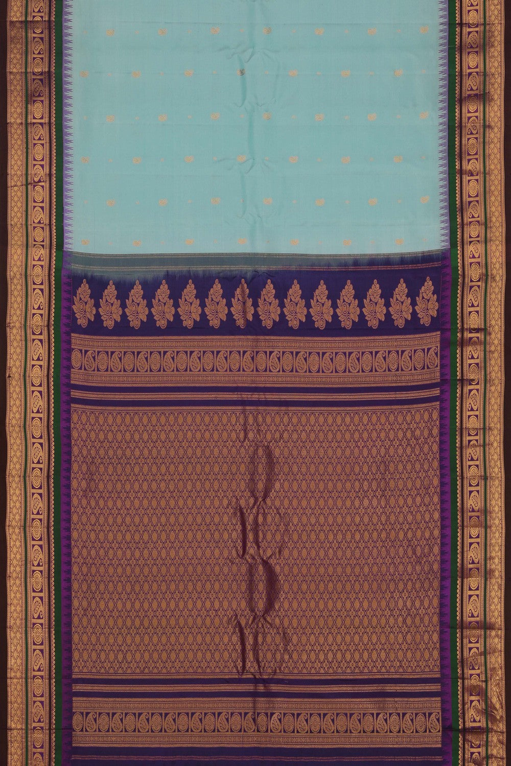 Image of Gadwal Silk Pastel Blue Saree