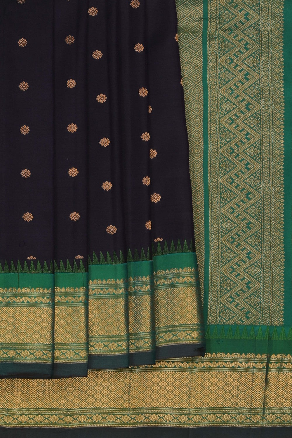 Image of Gadwal Silk Navy Blue Saree
