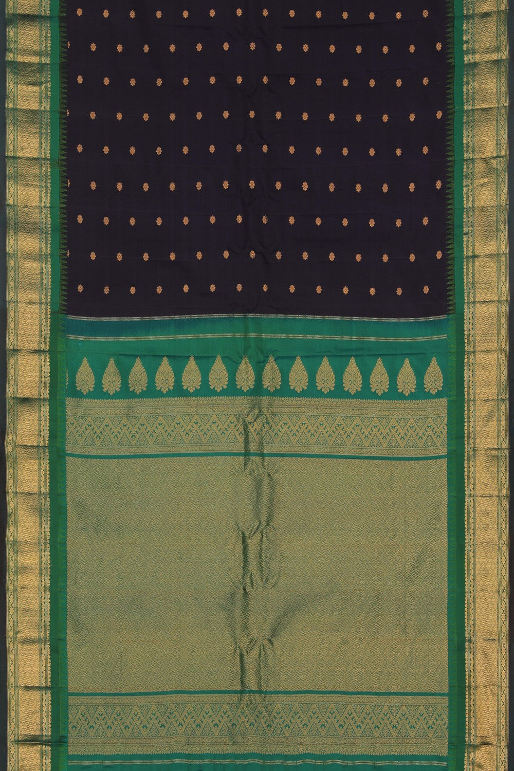 Image of Gadwal Silk Navy Blue Saree