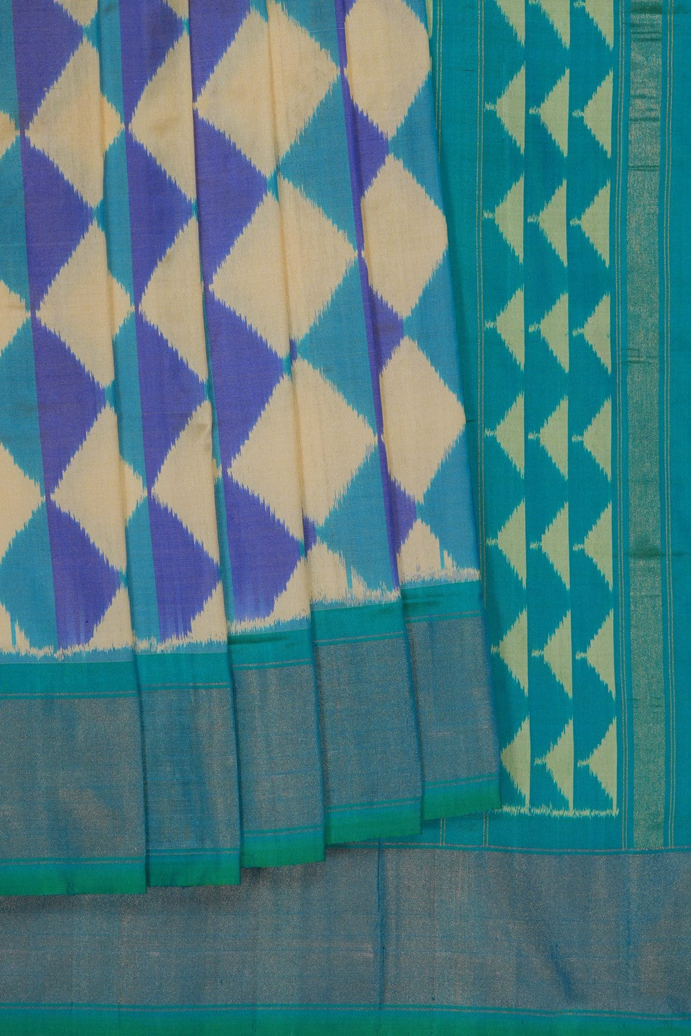 Image of A Geometric Pattern Pochampally Silk Saree