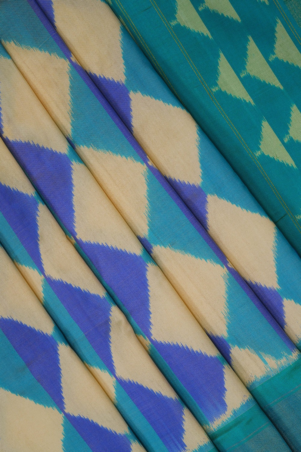 Image of A Geometric Pattern Pochampally Silk Saree