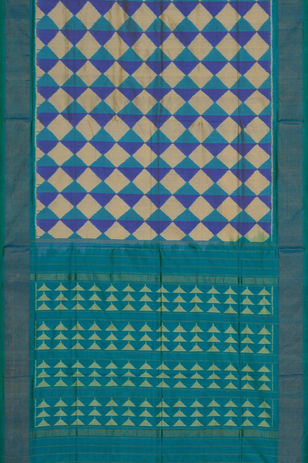 Image of A Geometric Pattern Pochampally Silk Saree