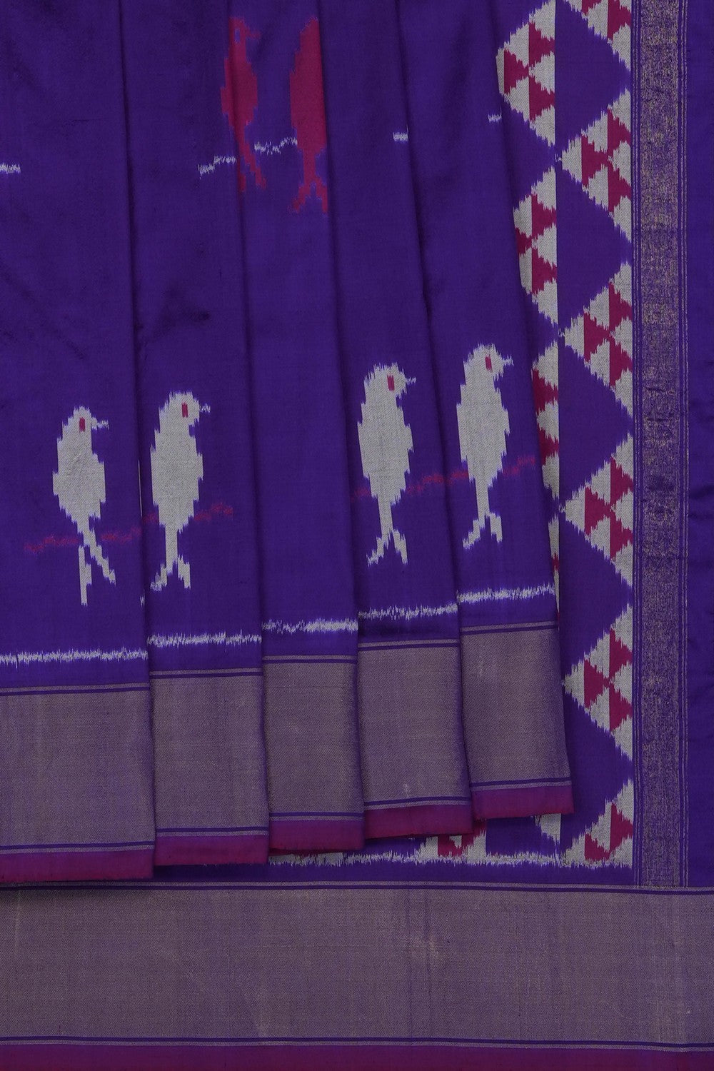 Image of Purple Pochampally Ikat Silk Saree